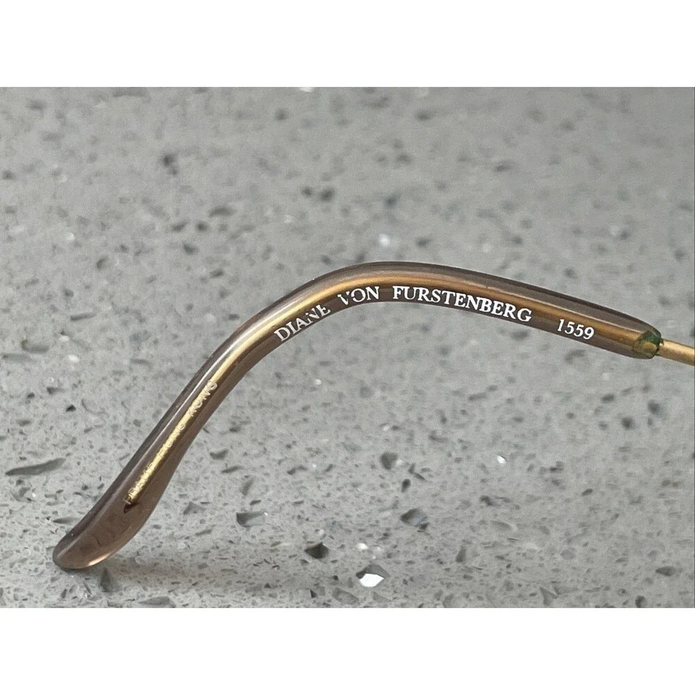 Diane Von Furstenberg 1559 GPK Eyeglasses Frames ONLY Gold 48-19-130 Half rim